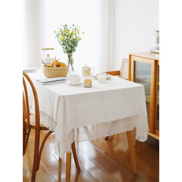 純色桌布北歐ins高級感法式棉麻桌布茶幾梳妝臺鋼琴蓋布簡約蕾絲