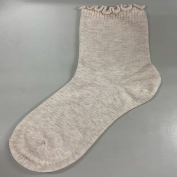 木耳邊少女襪-燕麥米M22-26cm