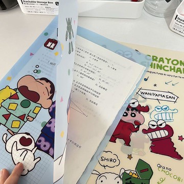 🔥臺灣出貨🔥ins風可愛蠟筆小新卡通文件夾A4單片L夾試卷袋文件袋資料整理收納 蠟筆小新資料夾  可愛資料夾 蠟筆小