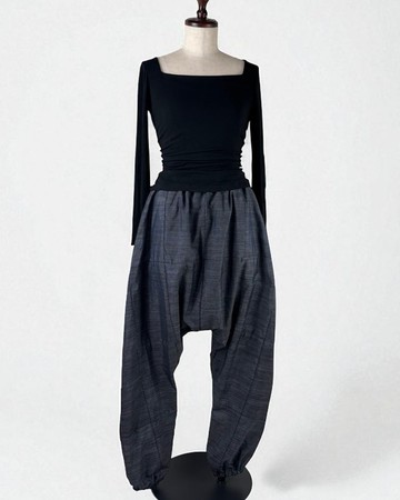 和服 || 拼接 || 寬褲 || 大島紬