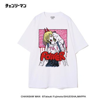 電鋸人POWER帕瓦聯名日潮周邊直噴瑪奇瑪印花純棉男女寬松短袖T恤