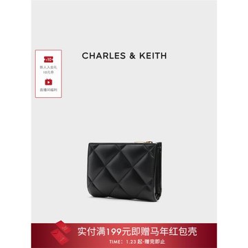 (免運)CHARLES&KEITH卡包CK6-50770524-2秋季經典菱格多卡位短款零錢包