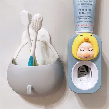 可愛豬寶寶全自動擠牙膏器兒童卡通創意懶人牙膏擠壓器牙刷置物架
