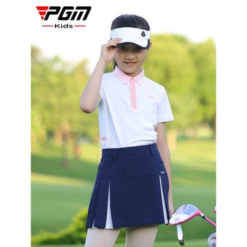 PGM兒童高爾夫服裝女童夏季運動短袖T恤舒適親膚衣服青少年套裝