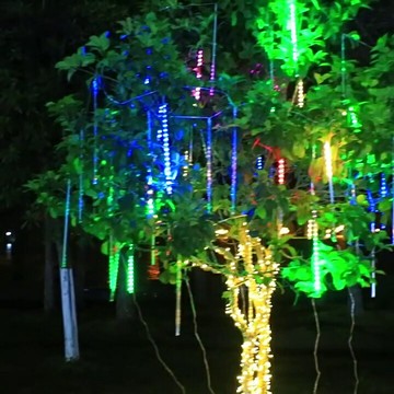 流星雨燈 流星燈 流星燈條 流星雨led燈七彩燈閃燈串燈滿天星太陽能戶外防水亮化裝飾掛樹燈『ZW3961』