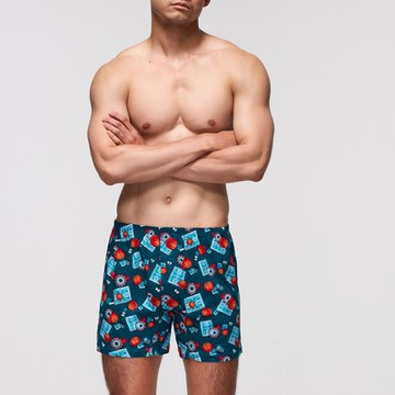 DADADO-籃場高手 M-3L印花四角男內褲(土耳其綠) 天然絲光棉-吸濕排汗-GHQ418TG