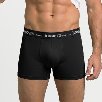[iONNO] 冰沙360-奈米涼爽冰絲男士平口內褲-經典黑