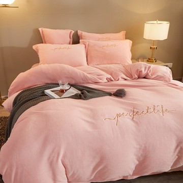 簡約被套加絨法蘭水晶牛奶絨冬天保暖床上四件套冬季珊瑚絨床單三