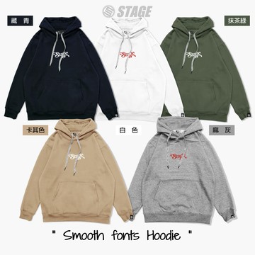 書寫字體帽T     卡其/抹茶色/麻灰/白色/藏青