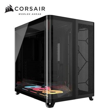海盜船Corsair Air 5400 三艙式全景玻璃 E-ATX機殼【黑｜附LX120R炫光風扇*3】