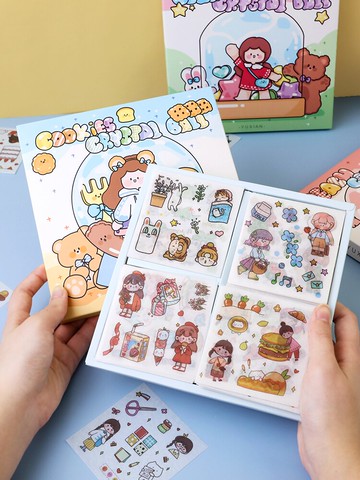 小槑同學100張ins風手賬貼紙少女心便宜可愛動漫手帳素材套裝大禮包韓國創意小尺寸防水貼畫工具兒童女孩水杯