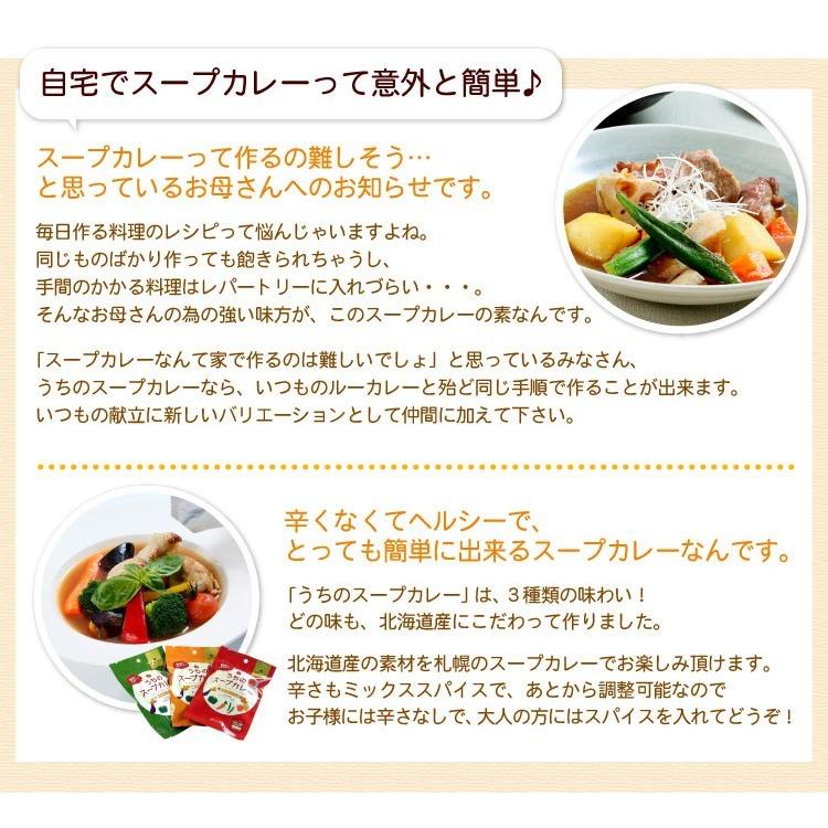 メール便 送料無料 札幌の食卓 うちのスープカレー（あっさりトマト）３袋（６食入）MIXスパイス付き（代引不可・着日指定不可・同梱不可）