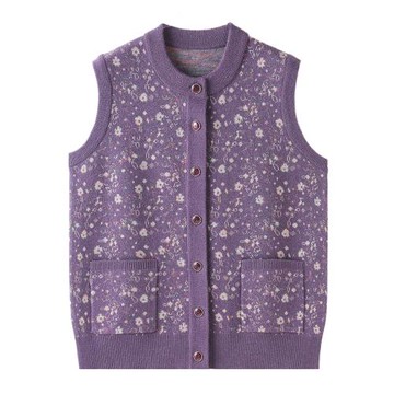 中老年媽媽春秋針織背心羊毛開衫奶奶秋裝提花坎肩毛衣老太太馬甲