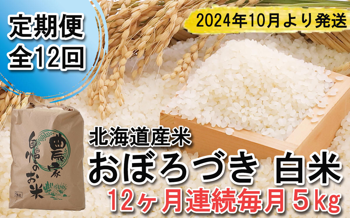 ＜ 予約 定期便 全12回 ＞ 北海道産 希少米 おぼろづき 白米 5kg ＜2024年10月より配送＞