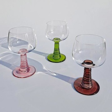 中古螺紋挺玻璃紅酒杯復古高顏值雞尾酒杯氣泡酒杯甜酒杯高腳杯