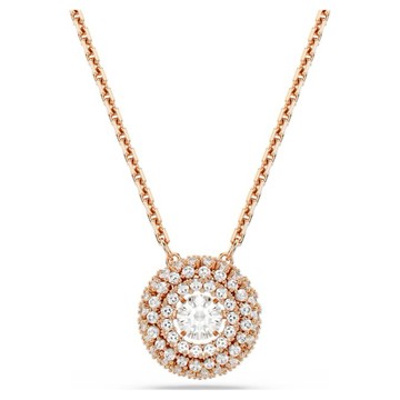 【Swarovski 施華洛世奇】Sublima 鏈墜 (圓形切割 白色 鍍金（玫瑰金色飾面）)( 5764190)