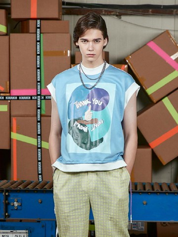 Printed Sleeveless Unisex Ribbed Top