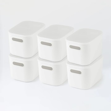 MUJI 無印良品 軟質收納盒 半 附蓋  白色  6個  中(25.5 x 18 x 16cm)