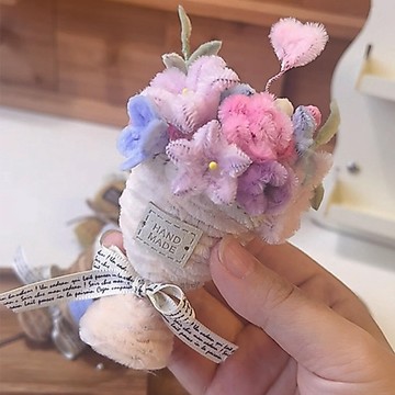 懶貓💖 扭扭棒口袋小花束迷你花籃手作diy材料包自製情人節禮物送女生 新年禮物 交換禮物