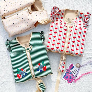 兒童浮力背心丹麥風救生衣男女寶寶游泳輔助馬甲嬰幼兒免充氣泳圈