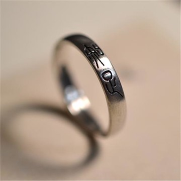 S925銀開口戒復古文藝戒指