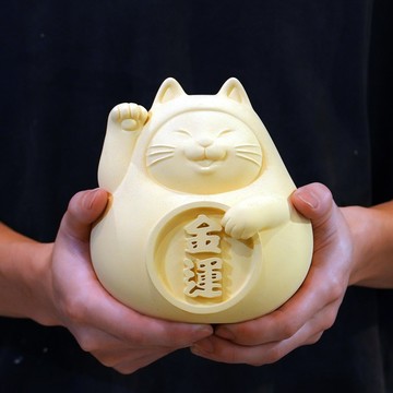 【泥研製所】巨物胖胖招財貓 讓你發大財 - 純淨白-金運貓