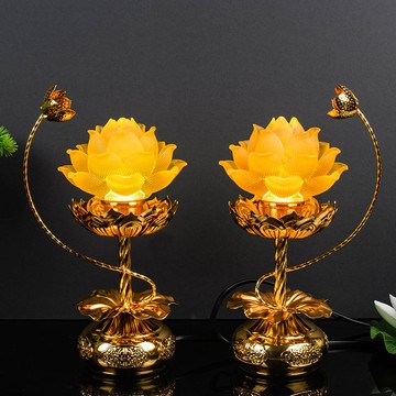 佛前燈led七彩琉璃蓮花燈家用長明燈僊堂燈堂口觀音燈一對荷花燈