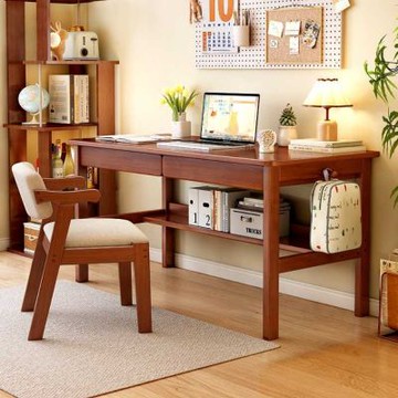 電腦桌 帶抽屜 附掛鉤 桌下可置物 100×55×75CM 書桌 電腦桌 學習桌 工作桌