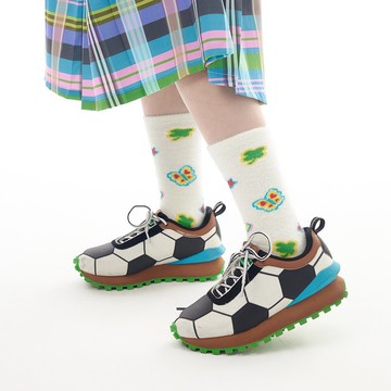 白色毛絨 中筒襪子