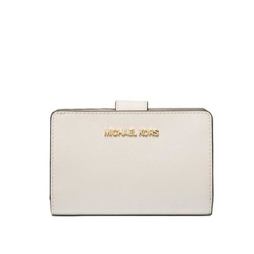 【Michael Kors】防刮皮革素面中夾-白