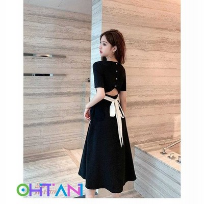 ワンピース レディース キレイめ 大人可愛い ウエストあき 春夏 ロングスカート黒 半袖ワンピース リボン マキシワンピース 通販 Lineポイント最大get Lineショッピング