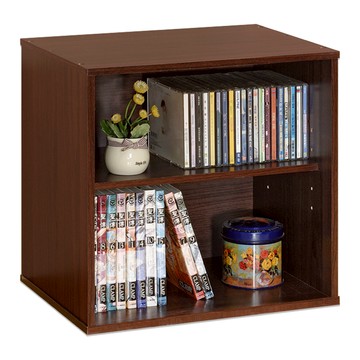 《HOPMA》無門二層櫃(3入) 台灣製造 收納雙格櫃 儲藏空櫃 置物書櫃 玄關隔層-胡桃木