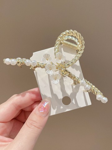 超仙山茶花抓夾大號發夾女高級感氣質后腦勺鯊魚夾子夏季頭飾發卡