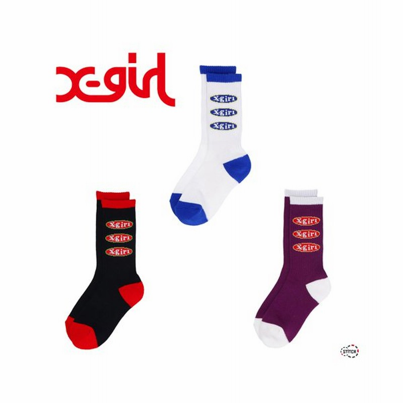 X Girl 靴下 Oval Logo Rib Socks レディース ブラック Free 通販 Lineポイント最大get Lineショッピング