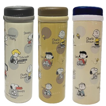 小禮堂 史努比 旋轉蓋不鏽鋼保溫瓶 350ml (滿版圖案)