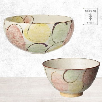 現貨 日本製 六魯 rokuro 風船花系列餐碗 湯麵碗 飯碗 碗公 湯碗 大碗 陶瓷碗 兒童碗 日式餐具 日本進口