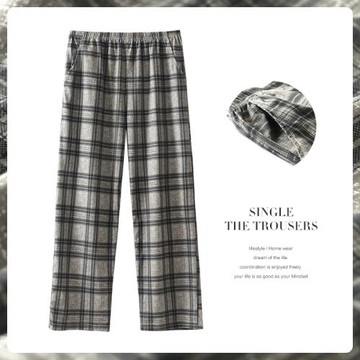 2025年新款格子長褲睡褲男春秋純棉夏季薄款寬松可外穿全棉家居褲