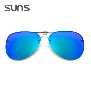 【SUNS】近視專用夾片太陽眼鏡 飛行員框偏光墨鏡 綠水銀 Polarized/可上掀/抗UV400/防眩光