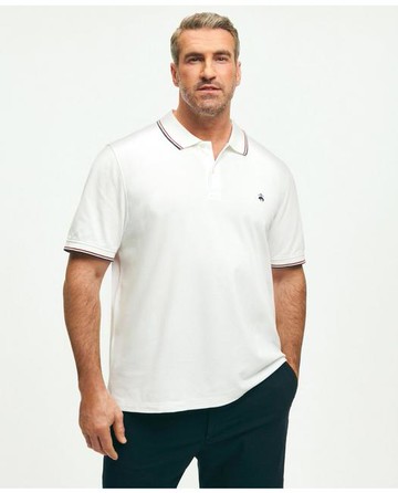 Brooks Brothers Men's Big & Tall Golden Fleece Supima Tipped Polo Shirt | White | Size 2X