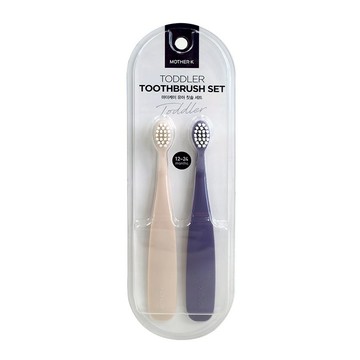 MOTHER-K 0.5階段嬰幼兒學習牙刷組 1.5cm小刷頭 極細柔軟刷毛 適合1-2歲寶寶  奶油白 + 迷霧紫  2支  1組