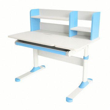 E-home ZUZU祖祖彩邊書架單抽多功能陪讀兒童升降成長桌-寬100cm-三色可選藍色
