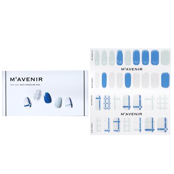 Mavenir Mavenir 指甲貼 (圖案) - # Navy Crossline Nail 32pcs-美容工具
