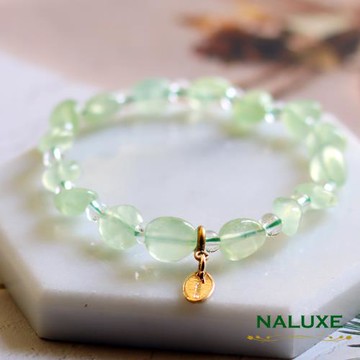 水晶【Naluxe】聊癒系葡萄石原礦造型開運手鍊(招正財、中和負能量、希望之石)