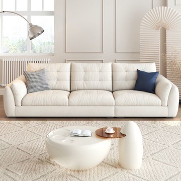 免運附發票  新款奶油風圓形沙發客廳小戶型簡約現代輕奢科技布藝沙發直排家用