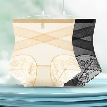 2024夏季新款交叉7A透氣涼皮高腰收腹內褲薄款大碼束腰提臀打底褲