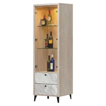 文創集 瑪西2尺二門二抽高展示櫃-60x40x181-cm免組