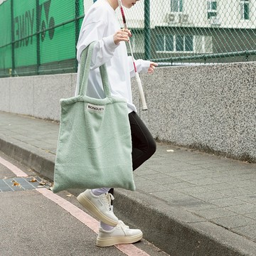 丹麥 Bongusta 柔軟毛巾布 純色托特包 鼠尾草