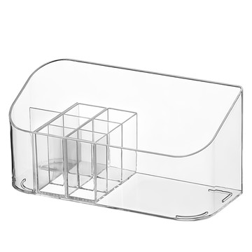 iSFun 簡約透視 可拆分隔桌上化妝品 文具收納盒  透明色  1個