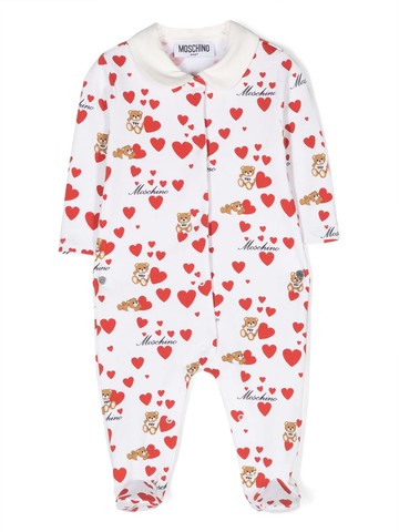 Moschino Kids - graphic-print stretch-cotton body - kids - Cotton/Elastane - 9-12 - White