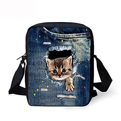 ［新品］LedBack Fashion Messenger Bag for Girls Cute Cat Handbag Children Teens Pur